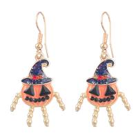 Tibetan Style Drop Earrings, Halloween Jewelry Gift & for woman & enamel & with rhinestone, nickel, lead & cadmium free, 44x23mm, Sold By Pair