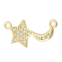 Cubic Zirconia Micro Pave Brass Connector, Moon and Star, gold color plated, fashion jewelry & DIY & micro pave cubic zirconia & for woman, golden, 22x12x1.50mm, Hole:Approx 1mm, 10PCs/Lot, Sold By Lot