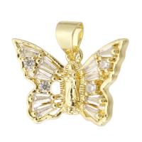 Cubic Zirconia Micro Pave Brass Pendant Butterfly gold color plated fashion jewelry & DIY & micro pave cubic zirconia & for woman golden Approx 3mm Sold By Lot
