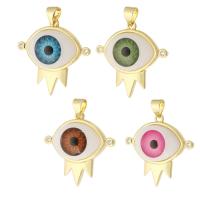 Evil Eye Pendants Brass with Acrylic gold color plated fashion jewelry & DIY & micro pave cubic zirconia & for woman Approx 3mm Sold By Lot