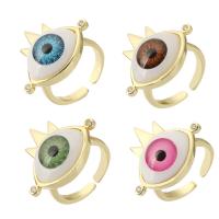 Evil Eye Jewelry Finger Ring, Brass, gold color plated, fashion jewelry & micro pave cubic zirconia & for woman, more colors for choice, 24.50x21.50x8.50mm, US Ring Size:7, 10PCs/Lot, Sold By Lot