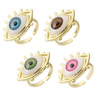Evil Eye Jewelry Finger Ring, Brass, with Acrylic, gold color plated, fashion jewelry & micro pave cubic zirconia & for woman, more colors for choice, 27x21mm, Hole:Approx 3mm, US Ring Size:7, 10PCs/Lot, Sold By Lot