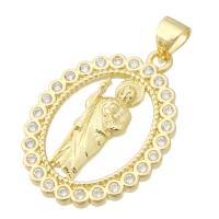 Cubic Zirconia Micro Pave Brass Pendant, gold color plated, fashion jewelry & DIY & micro pave cubic zirconia & for woman, golden, 18.50x25.50x3mm, Hole:Approx 3mm, 10PCs/Lot, Sold By Lot