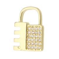 Cubic Zirconia Micro Pave Brass Pendant Lock gold color plated fashion jewelry & DIY & micro pave cubic zirconia & for woman golden Approx 6mm Sold By Lot