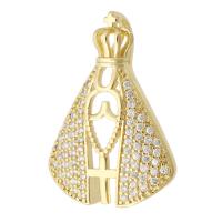 Cubique Pendentif en laiton zircon pavent, Placage de couleur d'or, bijoux de mode & DIY & pavé de micro zircon & pour femme, doré, 18x25.50x6mm, Trou:Environ 2.5mm, 10PC/lot, Vendu par lot