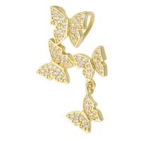 Cubic Zirconia Micro Pave Brass Pendant, Butterfly, gold color plated, fashion jewelry & DIY & micro pave cubic zirconia & for woman & double-hole, golden, 29mm, Hole:Approx 3mm, 10PCs/Lot, Sold By Lot