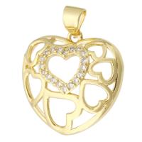 Cubic Zirconia Micro Pave Brass Pendant, Heart, gold color plated, fashion jewelry & DIY & micro pave cubic zirconia & for woman, golden, 20.50x20x5mm, Hole:Approx 3mm, 10PCs/Lot, Sold By Lot