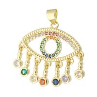 Cubic Zirconia Micro Pave Brass Pendant Evil Eye gold color plated fashion jewelry & DIY & micro pave cubic zirconia & for woman multi-colored 29mm Approx 3mm Sold By Lot
