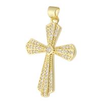 Cubic Zirconia Micro Pave Brass Pendant Cross gold color plated fashion jewelry & DIY & micro pave cubic zirconia & for woman golden Approx 3.5mm Sold By Lot