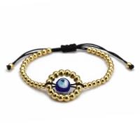Evil Eye Jewelry Bracelet Brass with Seedbead & Lampwork gold color plated Adjustable & for woman nickel lead & cadmium free Length Approx 18 cm Sold By PC