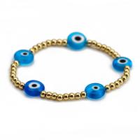 Evil Eye Jewelry Bracelet, Brass, with Lampwork, gold color plated, Unisex, more colors for choice, nickel, lead & cadmium free, 4mm,12mm, Length:Approx 18 cm, Sold By PC