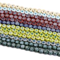 Porzellan Schmuckperlen, flache Runde, DIY & böser Blick- Muster, keine, 10x10x5mm, ca. 29PCs/Strang, verkauft von Strang