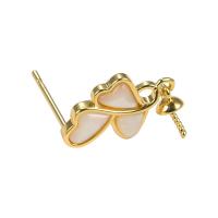 Brass Earring Drop Component, with Shell, real gold plated, DIY, nickel, lead & cadmium free, 18x5mm, Approx 20PCs/Bag, Sold By Bag