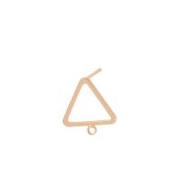Brass Earring Stud Component Triangle real gold plated DIY & hollow nickel lead & cadmium free 12mm Approx Sold By Bag
