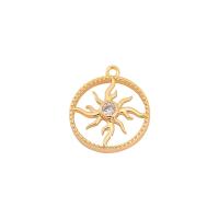 Cubic Zirconia Brass Pendants, Sun, real gold plated, Unisex & micro pave cubic zirconia & hollow, nickel, lead & cadmium free, 16.10x14.10mm, Approx 20PCs/Bag, Sold By Bag