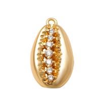 Cubic Zirconia Micro Pave Brass Pendant, real gold plated, Unisex & micro pave cubic zirconia, nickel, lead & cadmium free, 8x14.30mm, Approx 20PCs/Bag, Sold By Bag