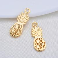 Hollow Brass Pendants, Pineapple, real gold plated, Unisex, nickel, lead & cadmium free, 6.86x16.70mm, Approx 20PCs/Bag, Sold By Bag