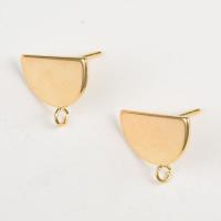 Brass Earring Stud Component, Dome, real gold plated, DIY, nickel, lead & cadmium free, 9x16mm, Approx 20PCs/Bag, Sold By Bag