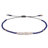 Seedbead Bracelet, with Polyester Cord & Freshwater Pearl, handmade, Unisex & adjustable, mixed colors, Length:7.5 Inch, Sold By PC