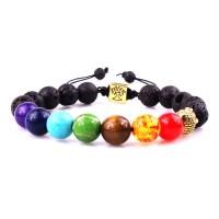 Gemstone Bracelets with Polyester Cord & Zinc Alloy Round plated Unisex & adjustable mixed colors 10mm Length 7.5 Inch Sold By PC