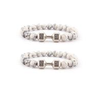Gemstone Bracelets Howlite with Zinc Alloy silver color plated elastic & Unisex white 8mm Length 7.5 Inch Sold By PC
