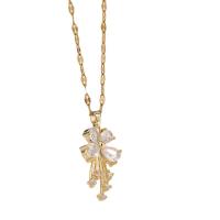 Titanium Steel Necklace with 1.97 extender chain Four Leaf Clover gold color plated for woman & with rhinestone gold Length 15.75 Inch Sold By PC