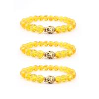 Crystal Bracelets with Zinc Alloy Buddha gold color plated elastic & Unisex 8mm Length 7.5 Inch Sold By PC