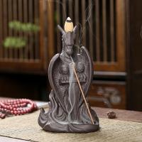 Backflow Incense Burner, Purple Clay, handmade, for home and office & durable & multifunctional, 95x80x170mm, Sold By PC