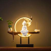 Backflow Incense Burner, Porcelain, half handmade, for home and office & durable & with LED light & multifunctional & different styles for choice, 350x90x320mm, Sold By PC