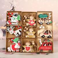 деревянный Рождественская елка Украшения, Связанный вручную, Милые & разные стили для выбора, 75x65mm, продается Box
