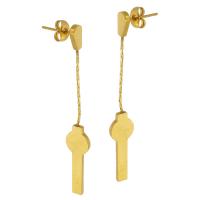 Edelstahl Tropfen Ohrring, 304 Edelstahl, Modeschmuck & für Frau, goldfarben, 64mm,8*19mm, verkauft von Paar