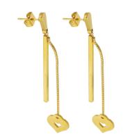 Stainless Steel Drop Earring 304 Stainless Steel Vacuum Ion Plating fashion jewelry & for woman golden 61mm 12*11mm Sold By Pair