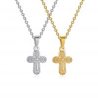 Stainless Steel Jewelry Necklace 304 Stainless Steel with 1.97inch extender chain Cross Vacuum Ion Plating fashion jewelry & for woman Length Approx 17.72 Inch Sold By PC