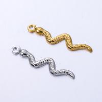Stainless Steel Animal Pendants, 304 Stainless Steel, Snake, Vacuum Ion Plating, DIY, more colors for choice, 6.50x28mm, 3PCs/Bag, Sold By Bag