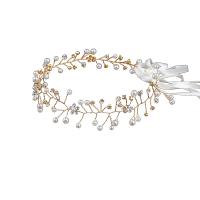 Headband Zinc Alloy with Crystal & Plastic Pearl for woman & with rhinestone golden nickel lead & cadmium free Sold By PC