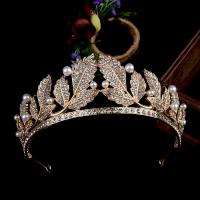Krone, Zinklegierung, mit Kunststoff Perlen, plattiert, für Frau & mit Strass, keine, frei von Nickel, Blei & Kadmium, 350x140x55mm, verkauft von PC
