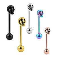 304 Stainless Steel tongue ring Skull Vacuum Ion Plating fashion jewelry & Unisex Sold By PC