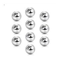 304 Stainless Steel Piercing Earring Findings Round polished DIY silver color Sold By Bag