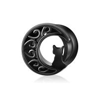 Piercing Tunnel, 304 Stainless Steel, Cat, Vacuum Ion Plating, fashion jewelry & different size for choice, black, Sold By PC