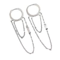 925 Sterling Silver Drop &  Dangle Earrings plated for woman & with rhinestone 40mm Sold By Pair