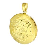 Brass Locket Pendants Flat Round gold color plated DIY Approx 3mm Inner Approx 14mm Sold By PC