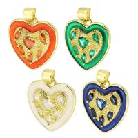 Cubic Zirconia Micro Pave Brass Pendant, Heart, high quality gold color plated, micro pave cubic zirconia & enamel, more colors for choice, 18x19x5mm, Hole:Approx 4mm, Sold By PC