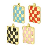 Brass Jewelry Pendants Rectangle high quality gold color plated enamel Approx 1mm Sold By PC