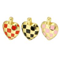 Μενταγιόν Brass Heart, Ορείχαλκος, Καρδιά, χρυσό χρώμα υψηλής ποιότητας μέταλλο, σμάλτο, περισσότερα χρώματα για την επιλογή, 12x15x3mm, Τρύπα:Περίπου 2mm, Sold Με PC