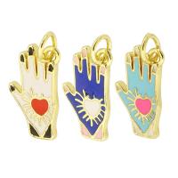 Brass Jewelry Pendants, Hand, high quality gold color plated, enamel, more colors for choice, 10x16x1.50mm, Hole:Approx 3.5mm, Sold By PC