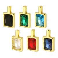 Cubic Zirconia Micro Pave Brass Pendant, Rectangle, high quality gold color plated, micro pave cubic zirconia, more colors for choice, 8x15x4mm, Hole:Approx 2mm, Sold By PC