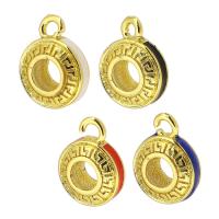 Bijoux pendentifs en laiton, Rond, couleur de haute qualité d'or plaqué, émail & creux, plus de couleurs à choisir, 8.50x11x4mm, Trou:Environ 2mm, Vendu par PC