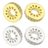 Brass Spacer Beads, Donut, high quality plated, micro pave cubic zirconia, more colors for choice, 10x10x3mm, Hole:Approx 3.5mm, Sold By PC
