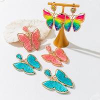 Zinc Alloy Drop Earring with Polyester Cord Butterfly gold color plated fashion jewelry & for woman nickel lead & cadmium free Sold By Pair