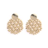 Zinc Alloy Drop Earring, med Træ, mode smykker & for kvinde, beige, nikkel, bly & cadmium fri, 40x50mm, Solgt af par